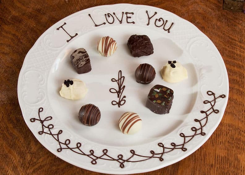 Plate of Chocolates that says "I Love You"